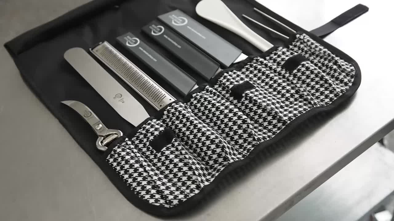 Mercer Culinary Züm 7-Piece Forged Knife Set in Roll,Black